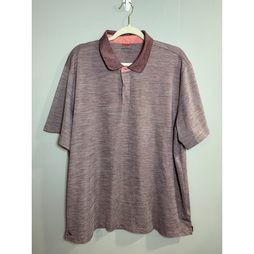 UNTUCKit Men's XXX Large Polo Shirt Heathered Red Short Sleeve Collared Casual‎